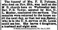 Putnam, Mrs. F. E. (obituary)